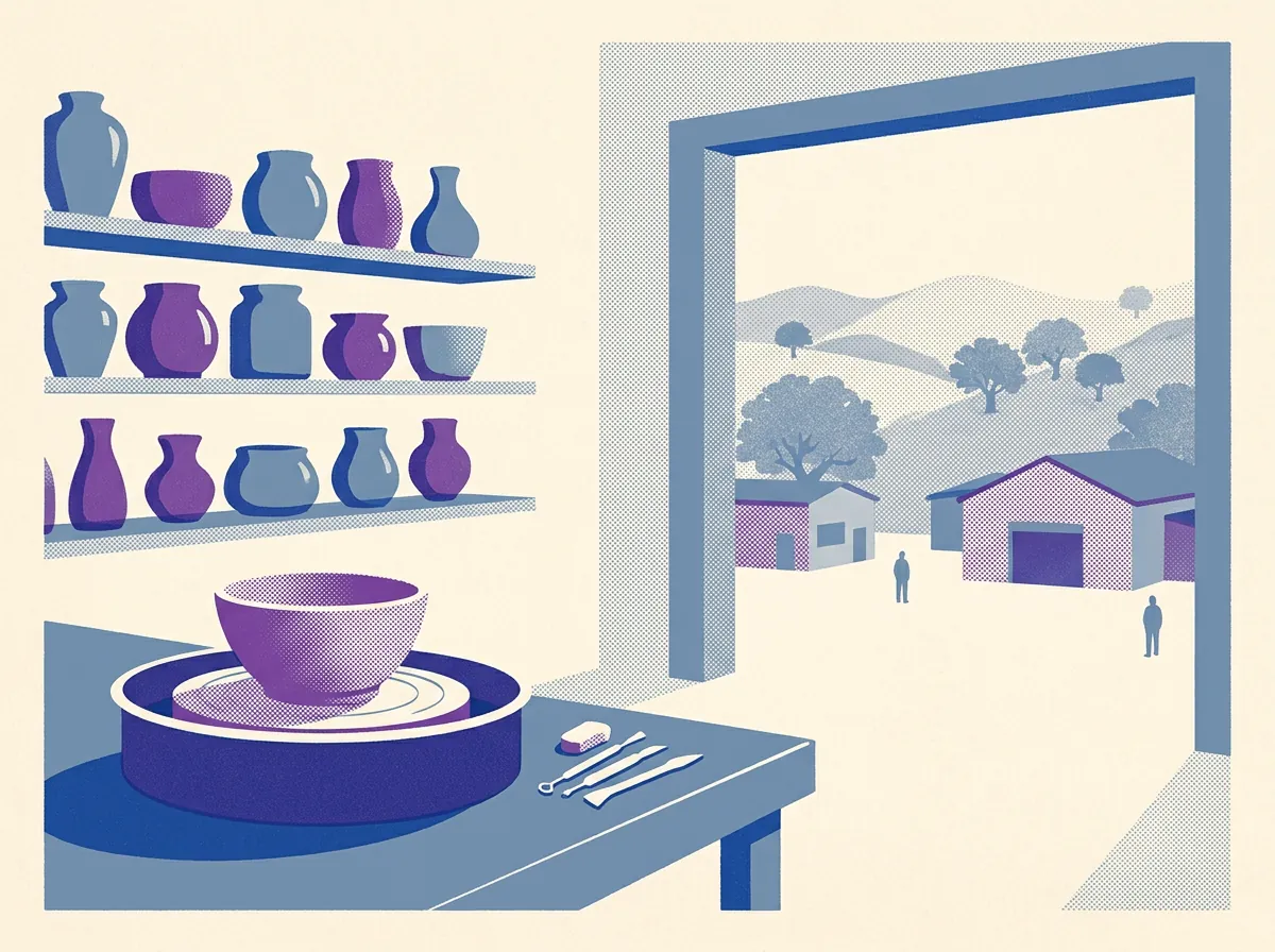 Illustration of pottery studios in Oakland
