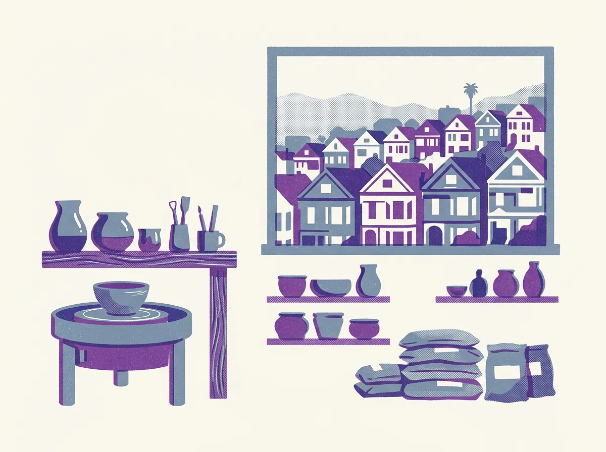 Illustration of pottery studios in Noe Valley