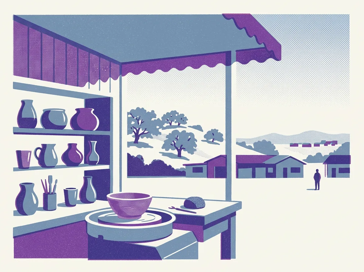 Illustration of pottery studios in Oakland